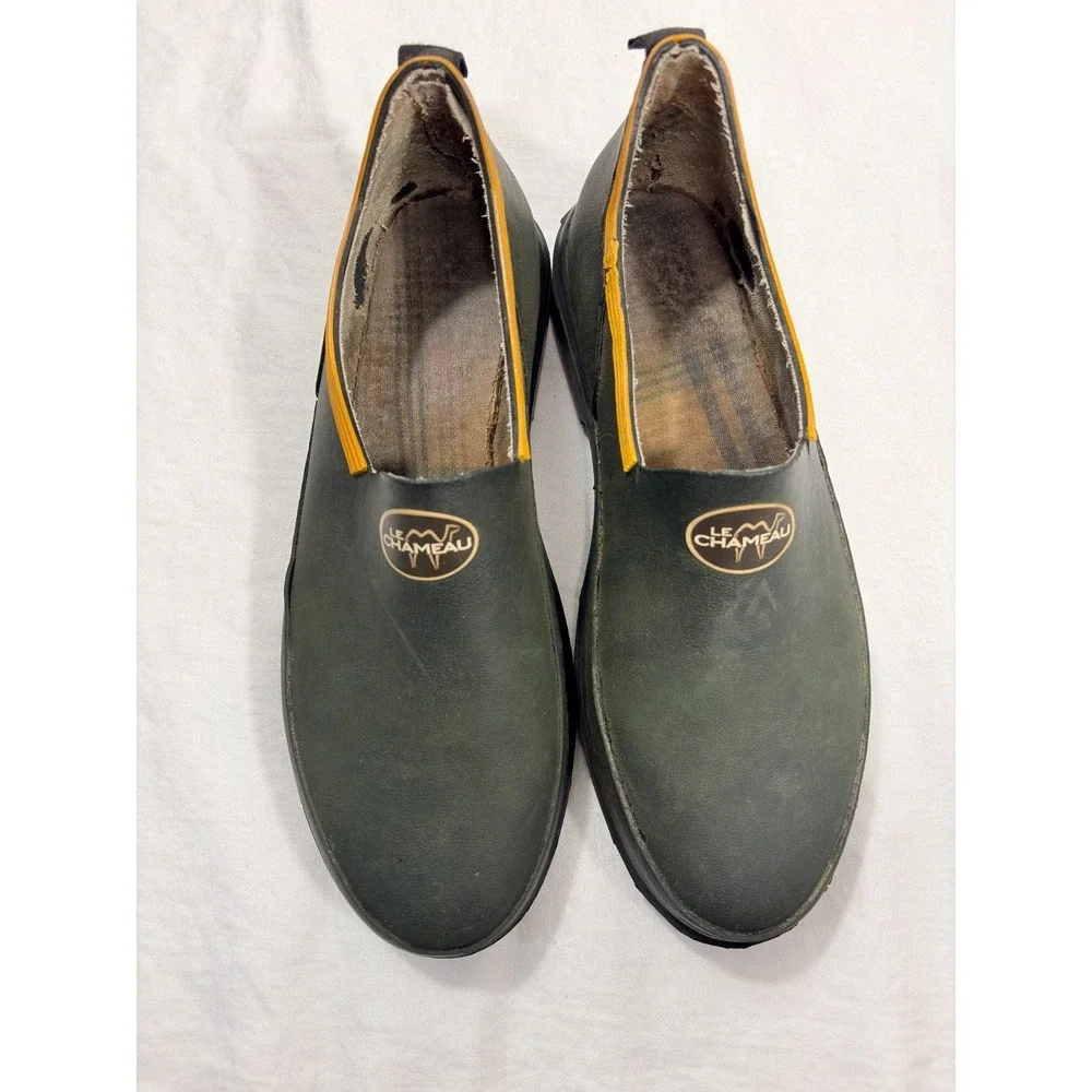 Vtg Le Chameau Mens‎ Gardening Shoes Loafers Slip On Green Round Toe sz 43 US 10